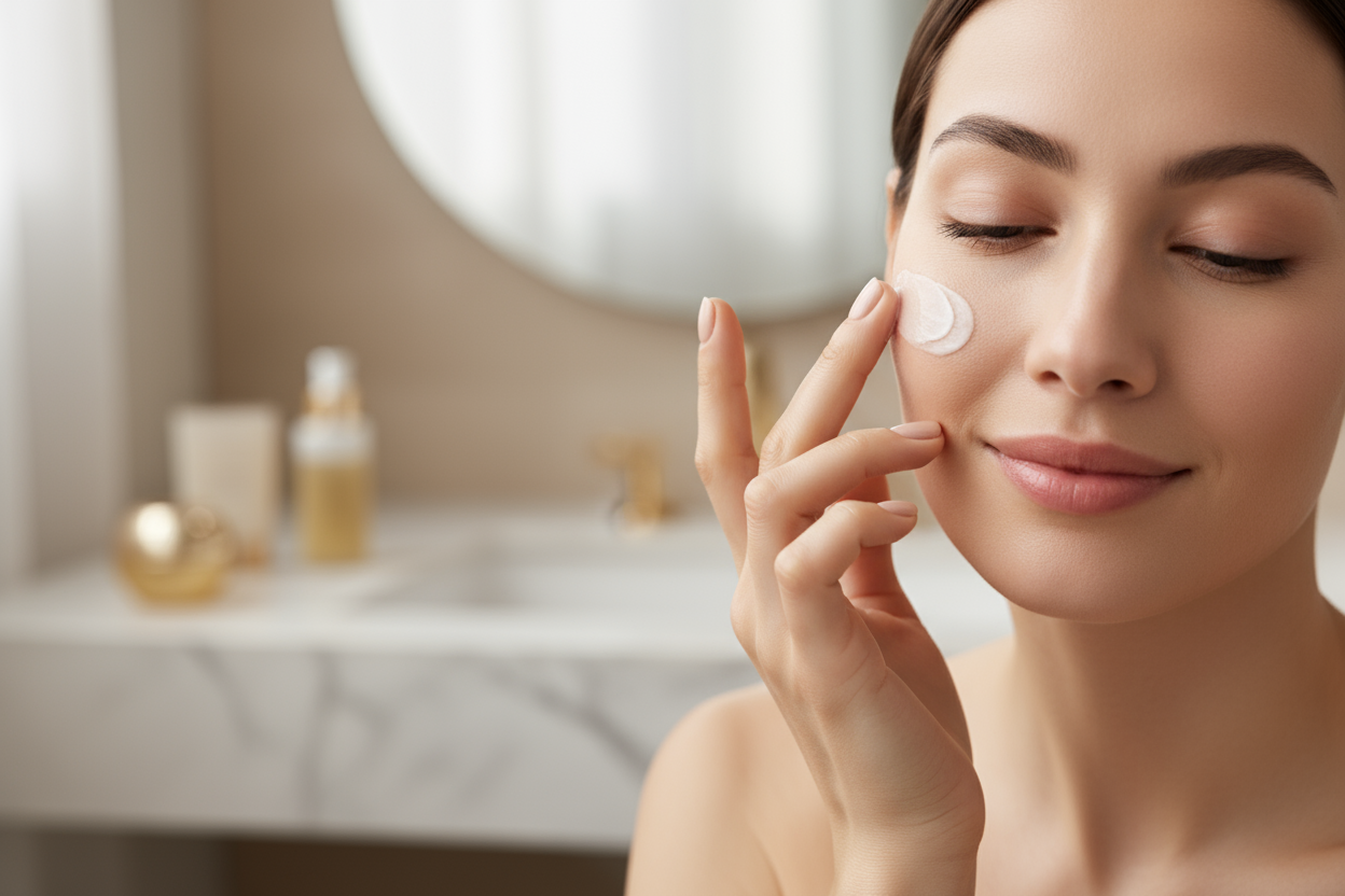 crema de lujo, mujer usandola